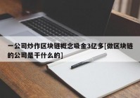 一公司炒作区块链概念吸金3亿多[做区块链的公司是干什么的]