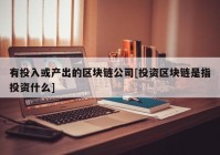 有投入或产出的区块链公司[投资区块链是指投资什么]